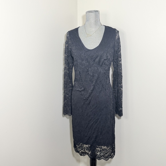 H&M Maternity black lace long sleeve midi dress - Picture 2 of 8
